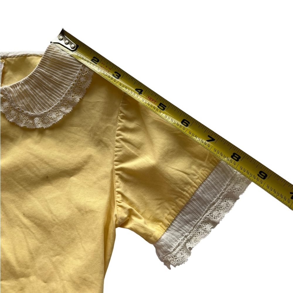 Miss L. Brogan Inc. New York Vintage Yellow Lace Cotton Romper Pearl Button Snap - Picture 15 of 15